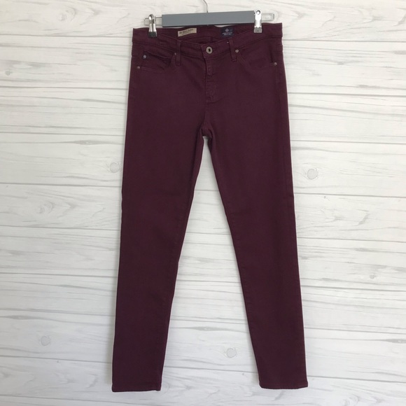 Ag Adriano Goldschmied Denim - AG The Stevie Ankle Burgundy Jeans Size 28R